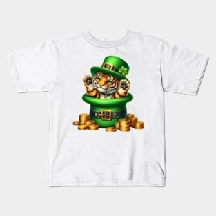 Tiger Hat for Patrick's Day Kids T-Shirt